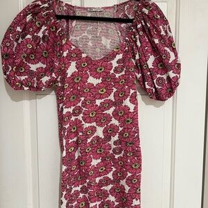 Zara Pink Floral Smocked Dress